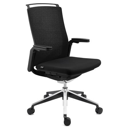 Ergonomischer Bürostuhl VELVET für 8h-Nutzung, elegantes Design, Farbe Schwarz