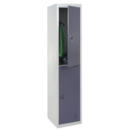 Schließfachschrank CARLA, Metallspind, robuster Stahl, 185x38x45 cm, Farbe Grau