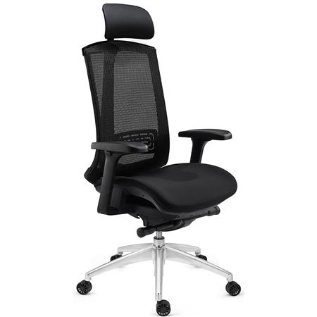 Ergonomischer Bürostuhl NAPTOR, Lordosenstütze, atmungsaktiver Netzbezug, Farbe Schwarz