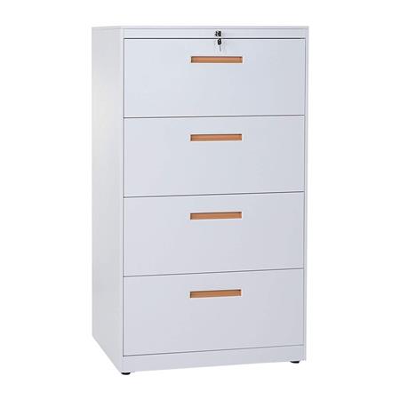 Aktenschrank DEVIS, Hängeregistraturschrank, 4 Laden, abschließbar, 132x76x46cm, Farbe weiß