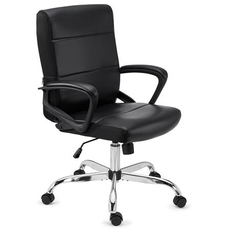 Chefsessel CONTE in Leder, mittelhohe Rückenlehne, Farbe Schwarz