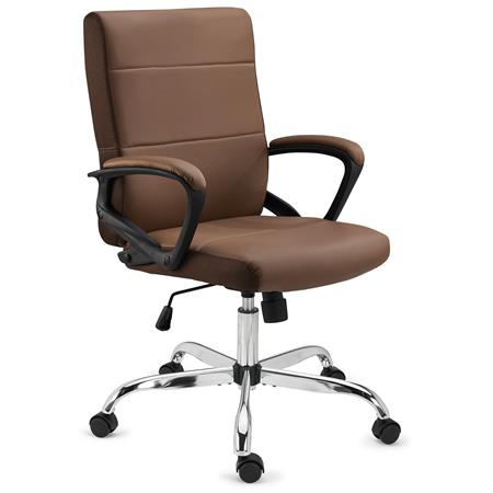 Chefsessel CONTE in Leder, mittelhohe Rückenlehne, Farbe Braun