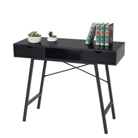 Computertisch NILSA, 120x60x76 cm, aus Metall und Holz, Farbe Schwarz