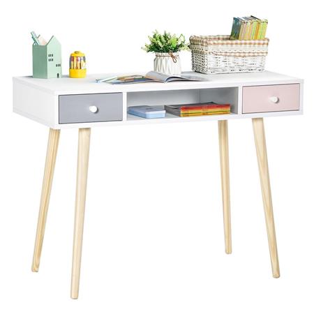 Schreibtisch KOLORS, 100x48x76,5cm, mit Schubladen, aus weißem Holz