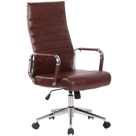 Bürostuhl KOLMU, Metallgestell, elegantes Design in Leder mit Quersteppung, Farbe Burgund