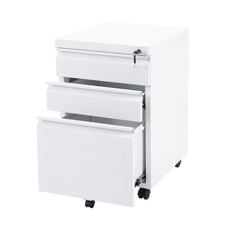 Aktenschrank FOLDER, rollbar mit Hängeregister, 64x40x50cm, aus Stahl, Farbe Weiß