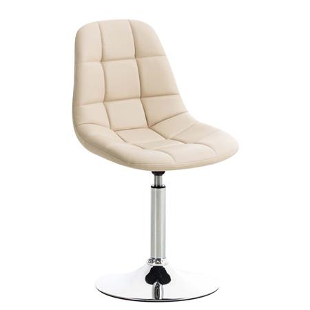 Besucherstuhl EMILY LEDER, exklusives Design, Trompetenfuß aus Metall, Farbe Creme