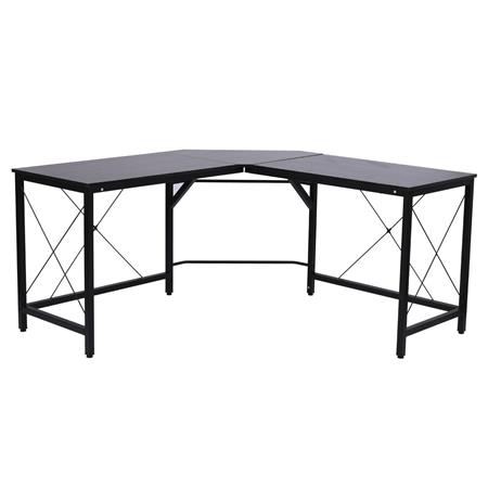 Computertisch MARLY, 150x150x76 cm, Metall und Holz, Schwarz