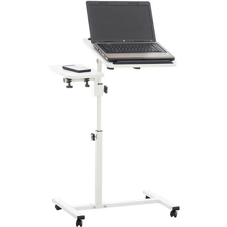 Computertisch AUXY, Abmessungen 57 x 41 x 90 cm, höhenverstellbar, fahrbar, Holz, Farbe Weiß