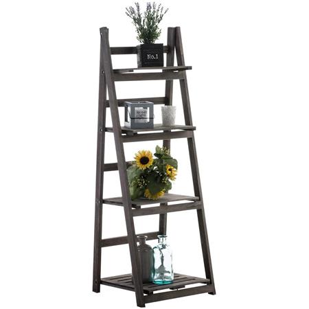 Leiterregal ANDREW, Abmessungen 113x42x34 cm, klappbar, Holz, Farbe Dunkelbraun