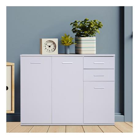 Büroschrank ANYA, mehrere  Fächer und Schubladen, 106x35x76cm, Holz, Farbe Weiß