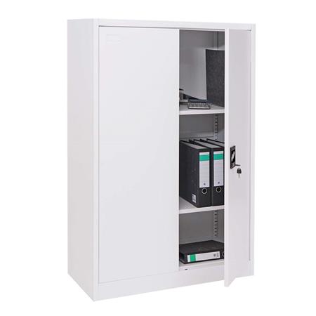 Aktenschrank SASKI, 140x90x40 cm, 2-türig, Stahlschrank, Farbe Weiß