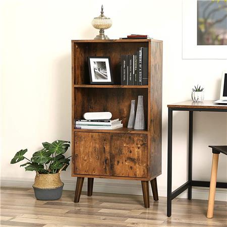 Regalschrank MADEIRA, 60x30x120 cm, Retro-Stil, aus Holz, Farbe Braun