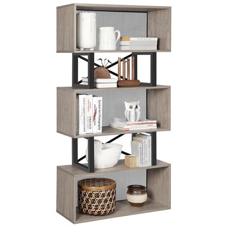 Bücherregal ARTHUR, Abmessungen 80x30x149 cm, Metallgestell mit Holz, Farbe Schwarz/ Grau