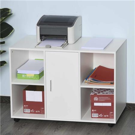 Büroschrank SUIT, 100x40x71 cm, mit Rädern, aus Holz, Farbe Weiß