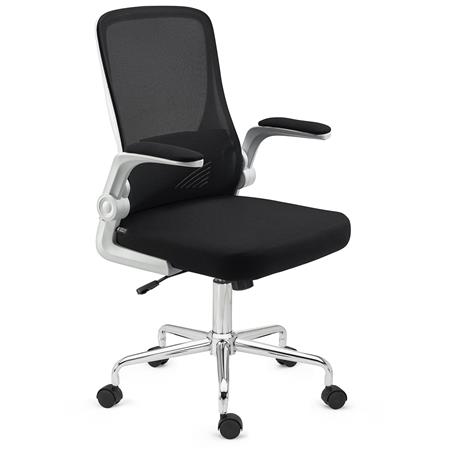 DEMO# Ergonomischer Bürostuhl FOLD, klappbare Rückenlehne und Armlehnen, atmungsaktiver Netzstoff, Farbe Schwarz/Weiß
