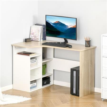 Schreibtisch BOXON, 120x70x75 cm, viele Ablageflächen, Farbe Weiß und Eiche