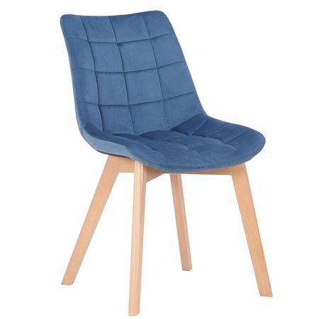 Besucherstuhl LODRI, bequem gepolstert, Stuhlbeine aus Holz, stilvoller Samtbezug, Farbe Blau