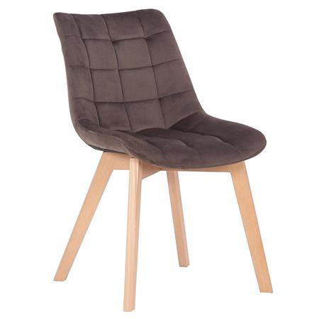 Besucherstuhl LODRI, bequem gepolstert, Stuhlbeine aus Holz, stilvoller Samtbezug, Farbe Braun