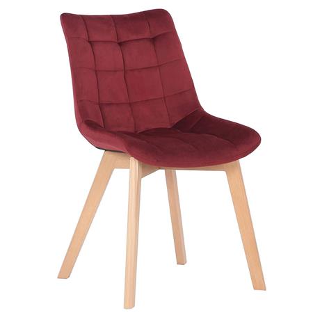 Besucherstuhl LODRI, bequem gepolstert, Stuhlbeine aus Holz, stilvoller Samtbezug, Farbe Burgund