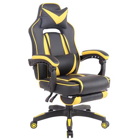 Gamingstuhl MARQUEZ, ergonomisch mit Fußstütze, Leder, Farbe Schwarz und Gelb