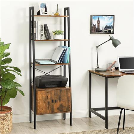 Bücherregal DESMOND, Abmessungen 56x34x173 cm, Industrielles Design, Metall und Holz, Farbe Rustik