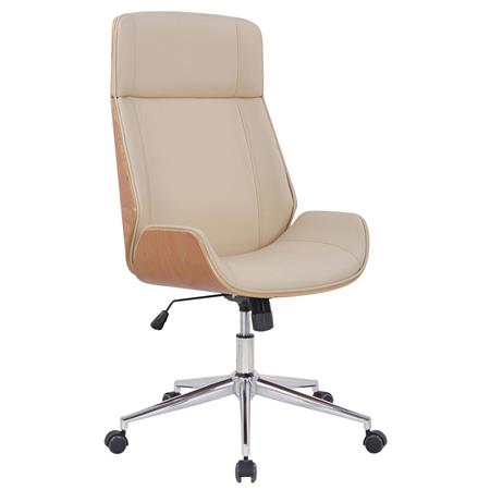 Designerstuhl VAREN, elegantes Design in Buchenholz und Kunstleder, Farbe Creme