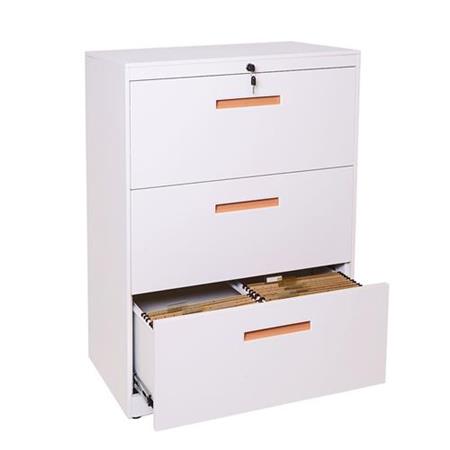 Aktenschrank DEVIS, Hängeregistraturschrank, 3 Laden, abschließbar, 103x76x46cm, Farbe Weiß