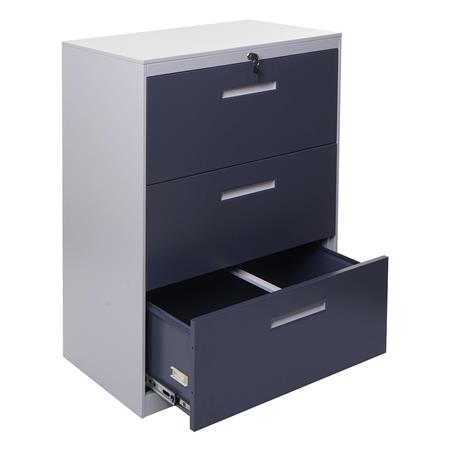 Aktenschrank DEVIS, Hängeregistraturschrank, 3 Laden, abschließbar, 103x76x46cm, Farbe Dunkelgrau