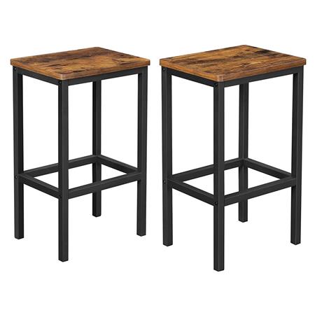 2er Set Hocker CANADA, industrielles Design, Metall und Holz, Farbe Braun Rustik