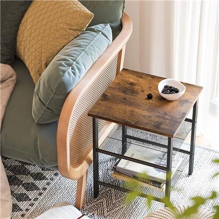 Beistelltisch SAURO, Abmessungen 40x40x55 cm, industrieller Stil, Metall und Holz, Farbe Rustik