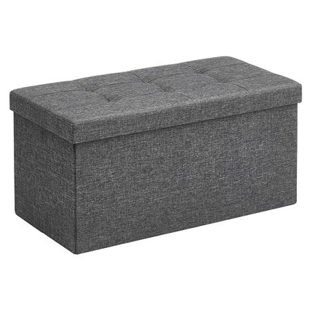 Sitzbank ENOCK mit Stauraum, Maße 76x38x38 cm, aus Holz und Stoff, Farbe Dunkelgrau