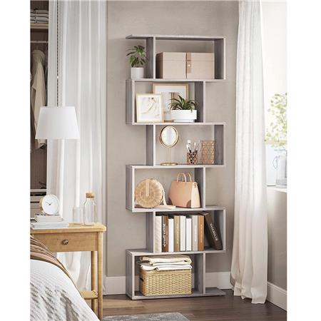 Büroregal POKER , Moderner Stil, 70x24x190,5cm, Holz, Farbe Grau