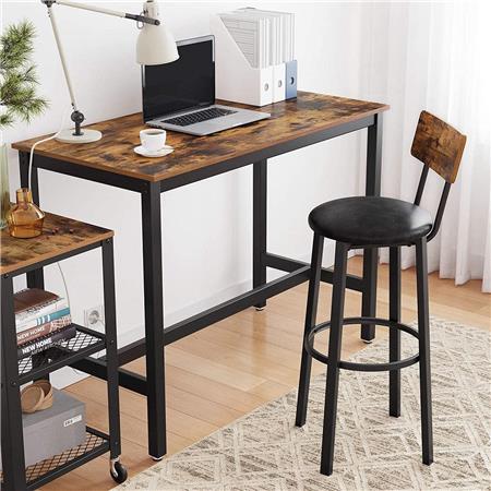 Stehtisch SYDNEY, Abmessungen 120x60x90 cm, industrieller Stil, aus Metall und Holz, Farbe Rustik
