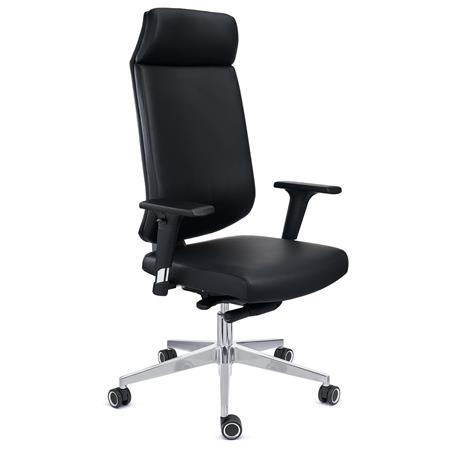 Chefsessel MILANO, hochwertiges und ergonomisches Design, Premiumkomponenten, Leder, Farbe Schwarz