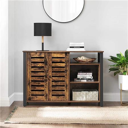 Büroschrank SIRIUS, Kommode, Abmessungen 110x75x33 cm, industrieller Stil, Metall und Holz, Farbe Braun Rustik