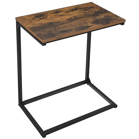 Beistelltisch LESTER, perfekt für den Laptop, schwarze Metallstruktur, braunes Regal