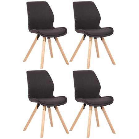 4er Set Besucherstuhl KALI STOFF, Stuhlbeine aus Buchenholz, bequem gepolsterte Sitzschale, Stoffbezug, Farbe Schwarz