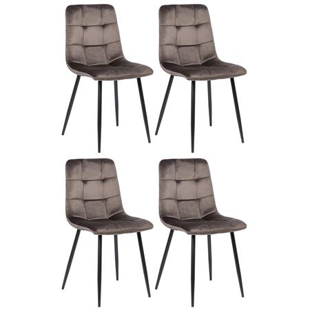 4er Set Besucherstuhl ARDILES SAMT, Vierfuß-Gestell aus Metall, Samtbezug, Farbe Taupe