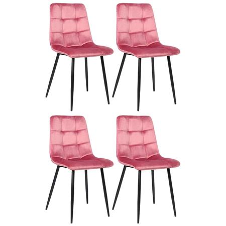 4er Set Besucherstuhl ARDILES SAMT, Vierfuß-Gestell aus Metall, Samtbezug, Farbe Rosa