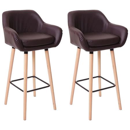 2er Set Hocker VEGAS LEDER, anspruchsvolles modernes Design, bequem gepolstert, Kunstlederbezug, Farbe Braun