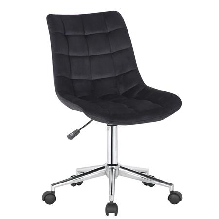 Bürostuhl SAMMY, exklusives Design, Metallfußkreuz, Samtbezug mit Steppnaht, Farbe Schwarz