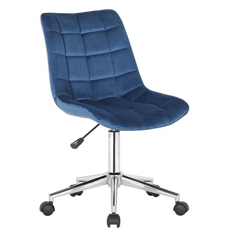 Bürostuhl SAMMY, exklusives Design, Metallfußkreuz, Samtbezug mit Steppnaht, Farbe Blau