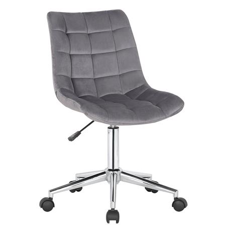 Bürostuhl SAMMY, exklusives Design, Metallfußkreuz, Samtbezug mit Steppnaht, Farbe Grau