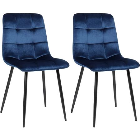 Im 2er Set: Besucherstuhl RIAD, robuste Metallstruktur, Samt, Farbe Blau