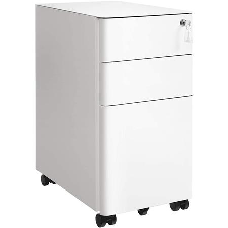 Rollcontainer SENDY, abschließbar, 3 Schubladen, Farbe Weiß
