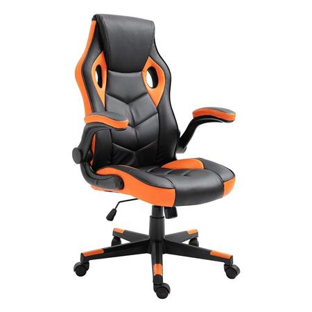 Gaming-Stuhl MAX, klappbare Armlehnen, Kunstlederbezug, Farbe Schwarz/ Orange