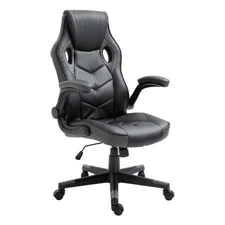 Gaming-Stuhl MAX, klappbare Armlehnen, Kunstlederbezug, Farbe Schwarz/ Grau