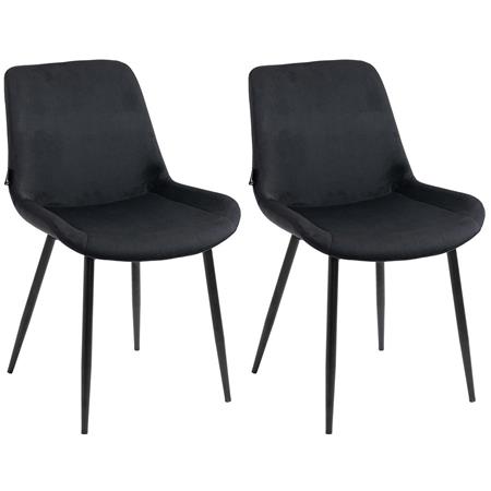 Im 2er Set: Besucherstuhl VICKY, schwarzes Fußgestell aus Metall, Samtbezug, Farbe Schwarz