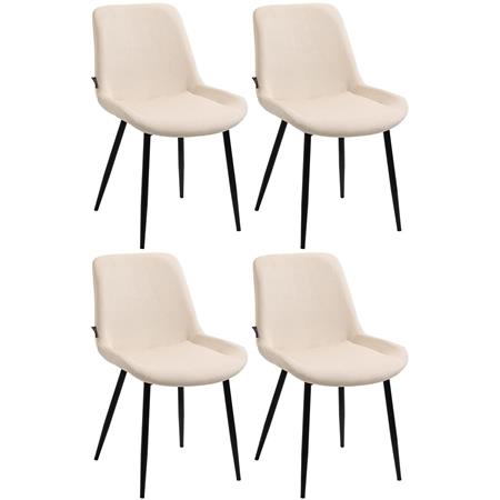 Im 4er Set: Besucherstuhl VICKY, schwarzes Fußgestell aus Metall, Samtbezug, Farbe Creme